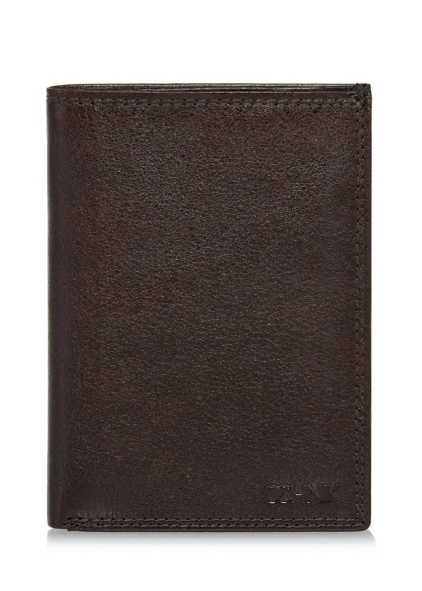 Brown leather unbuttoned men's wallet PORMS-0550-89(W24)-07