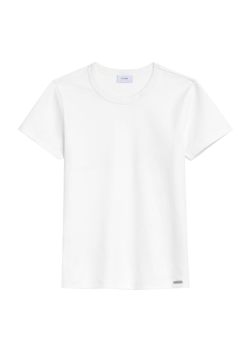 Cream cotton women's t-shirt TSHDT-0144-0B(Z26)