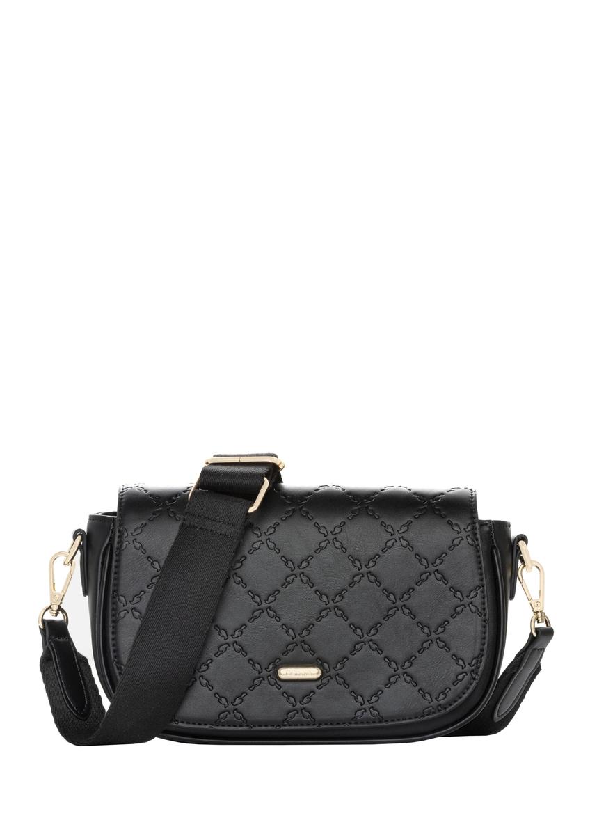 Small black women's messenger bag with monogram TOREC-1289-9P(Z26)