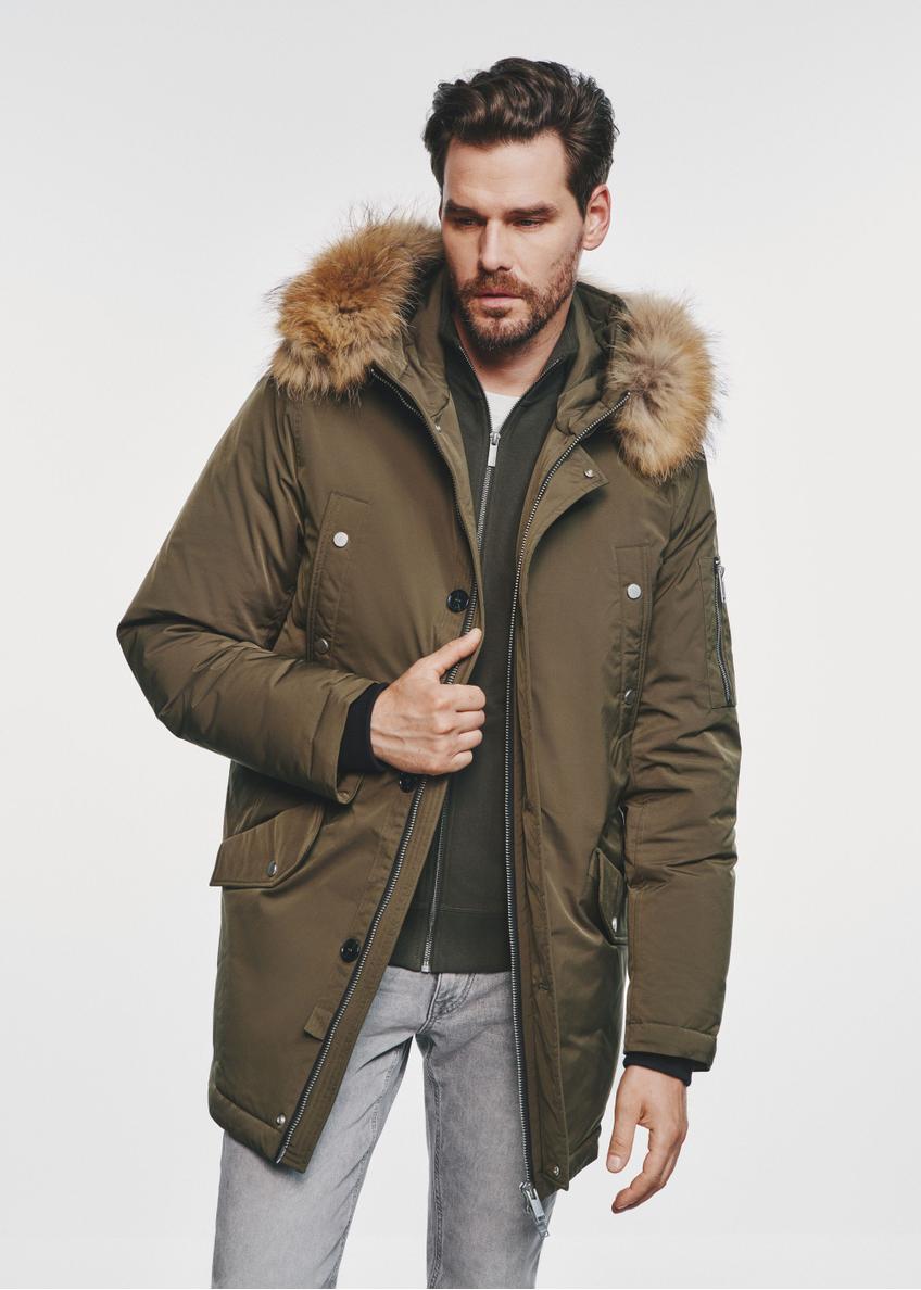 Men's winter down jacket in olive color KURMT-0347-57(Z24)-01