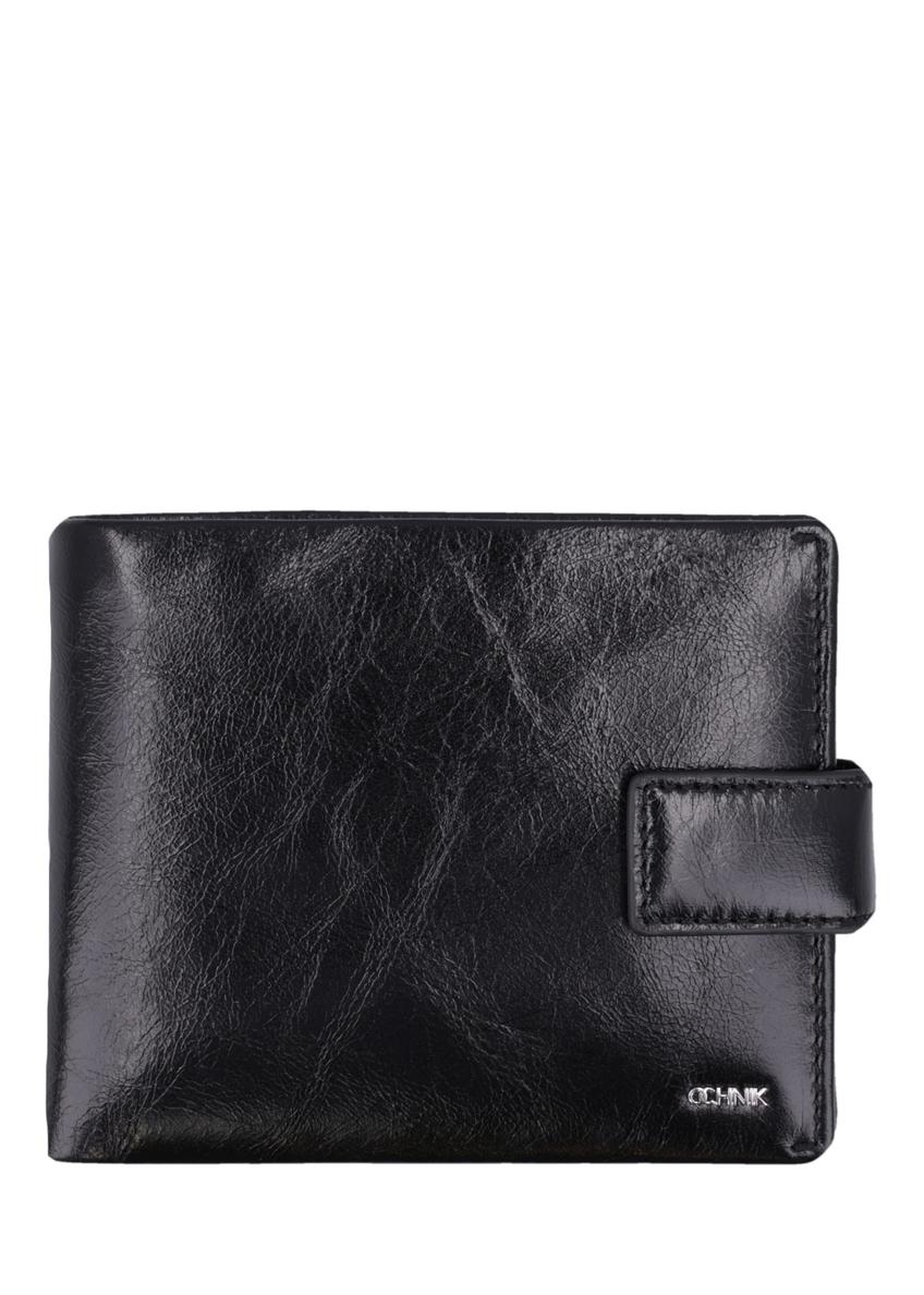 Black men's leather wallet PORMS-0731-99(Z26), front product view on white background.
