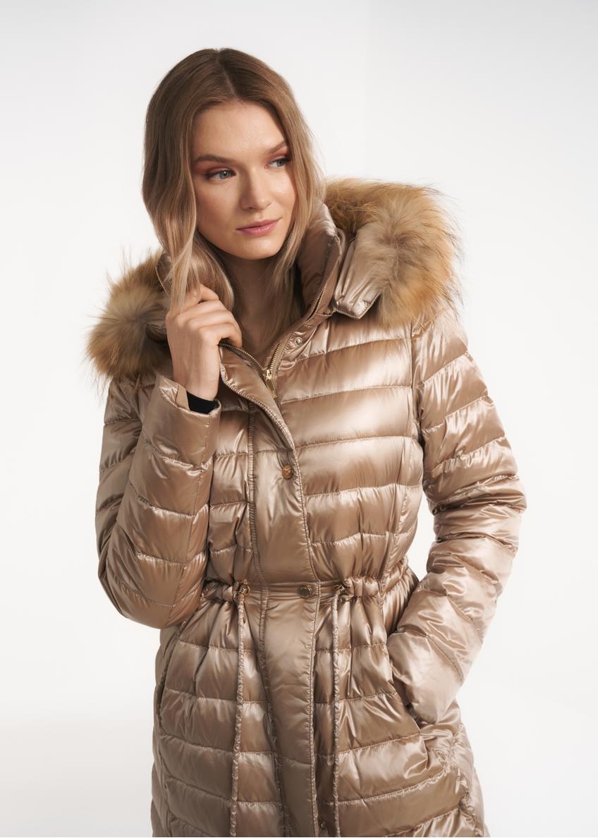 Women's warm jacket in beige color KURDT-0253-81(Z21)