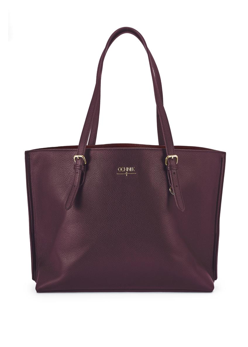 Burgundy large shopper bag TOREC-1088-49(Z25)