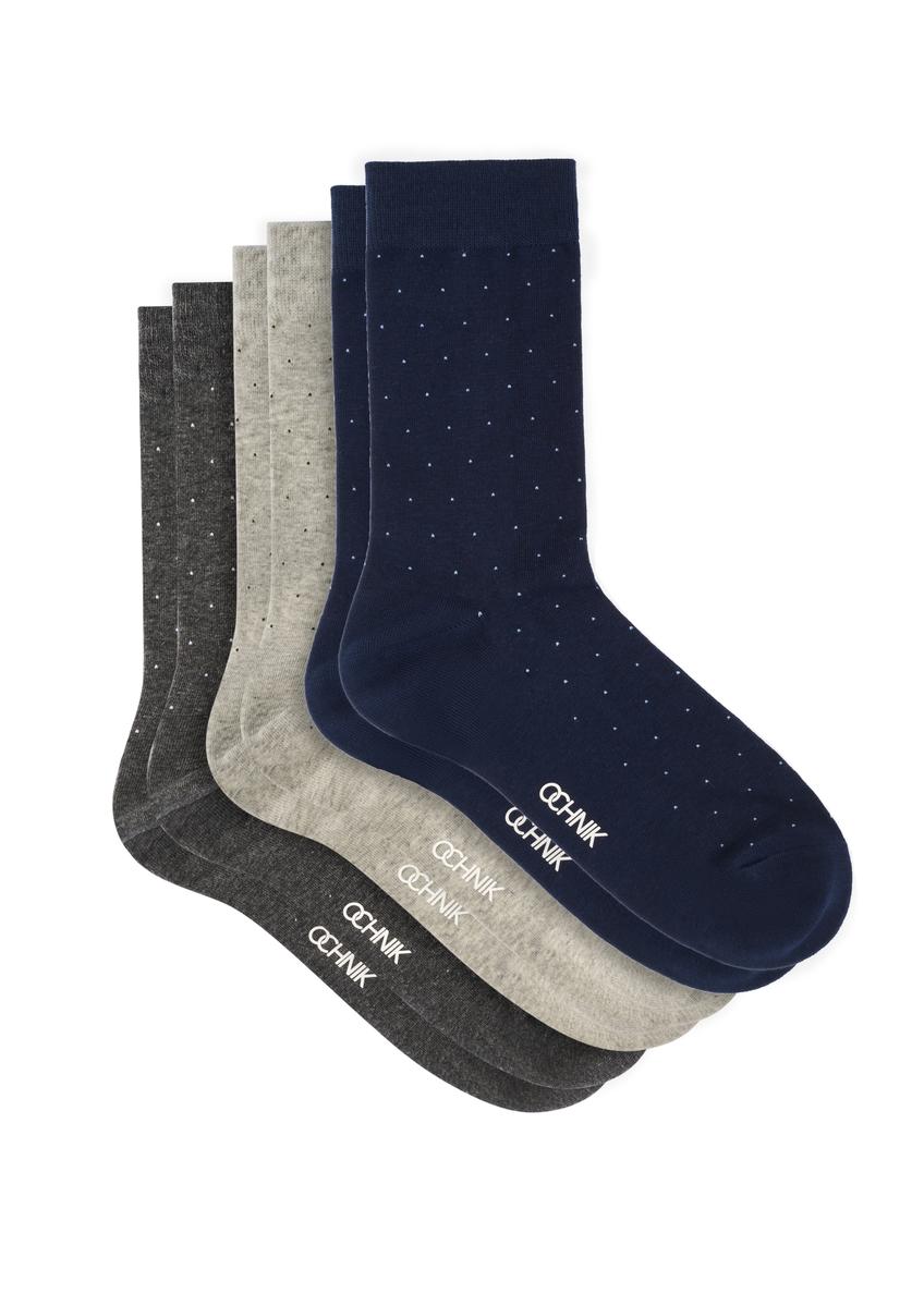 Set of men's long socks ZESMT-0063-00(W26) - product view from above, on a white background.