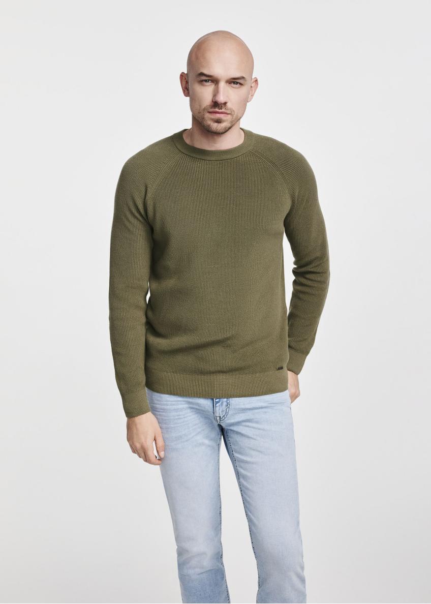 Green men's cotton sweater SWEMT-0166-55(W25)-02