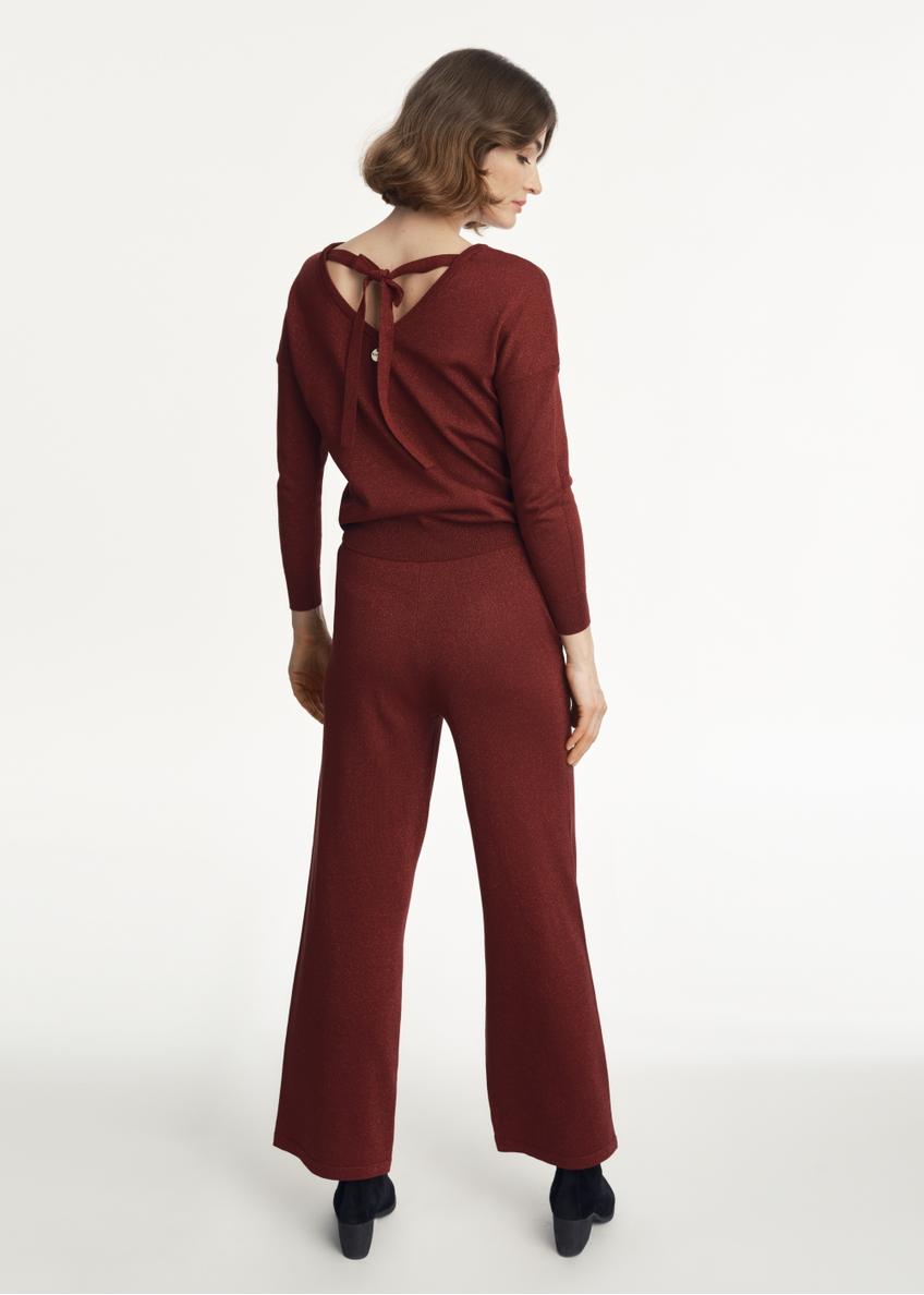 Maroon shiny pants for women SPODT-0085-49(Z23)