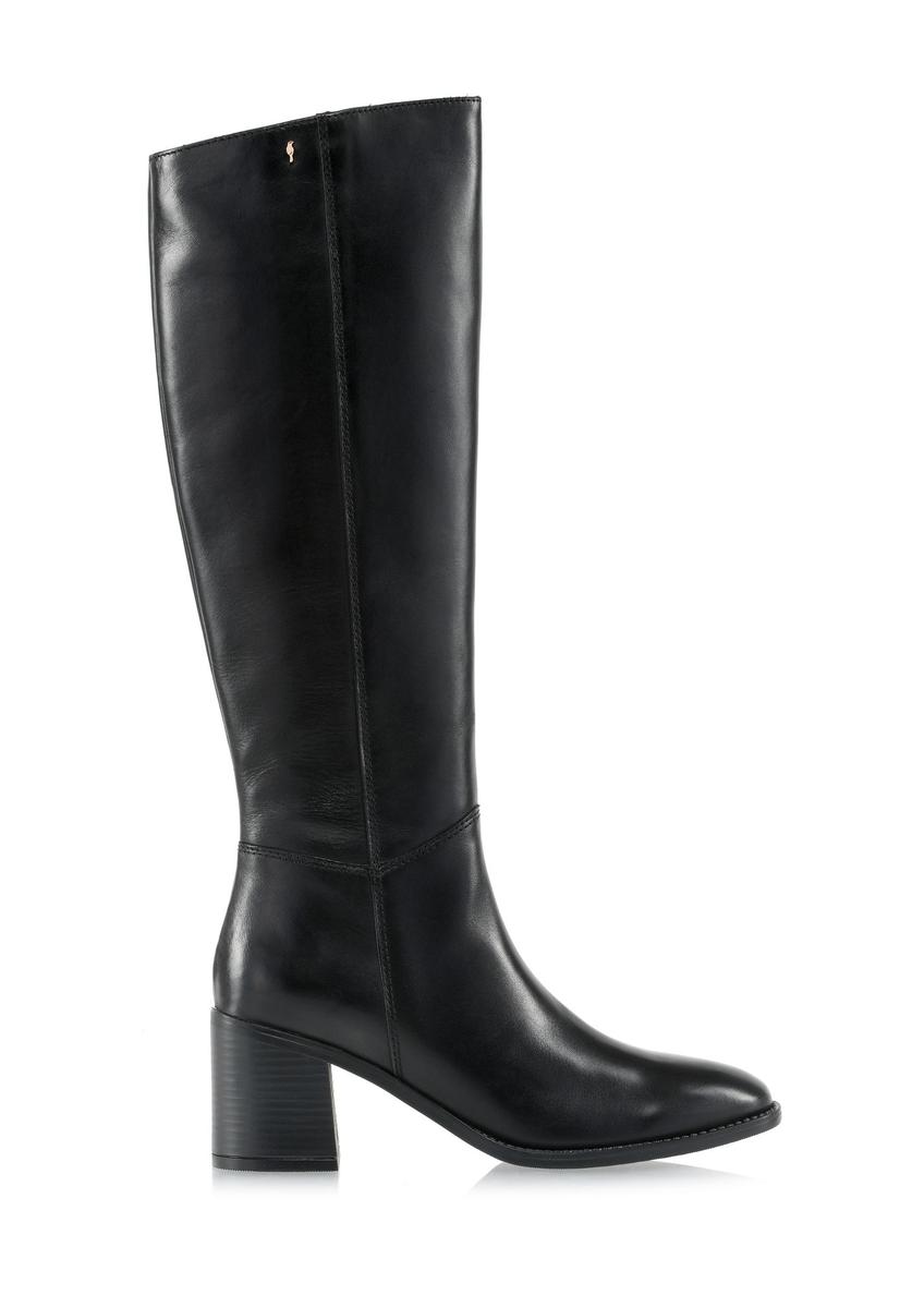 Black leather high heel boots BUTYD-1100-99(Z24)