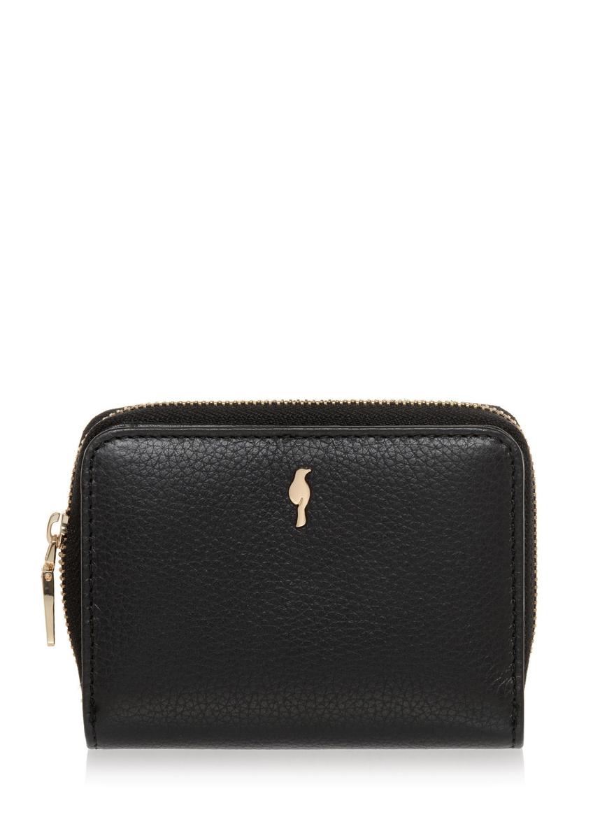 Small black leather women's wallet PORES-0833R-99(Z25) - front product view on white background.