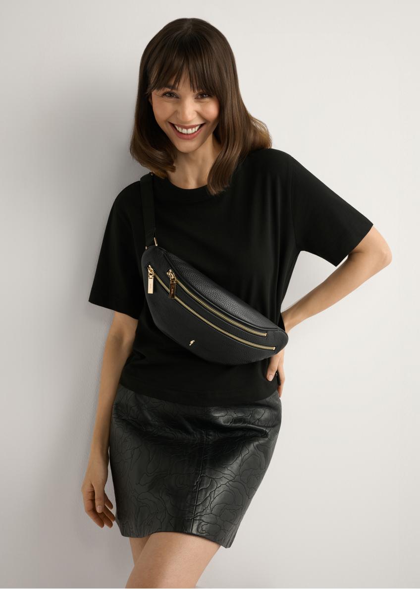 Leather black women's waist bag TORES-0721D-99(Z25)