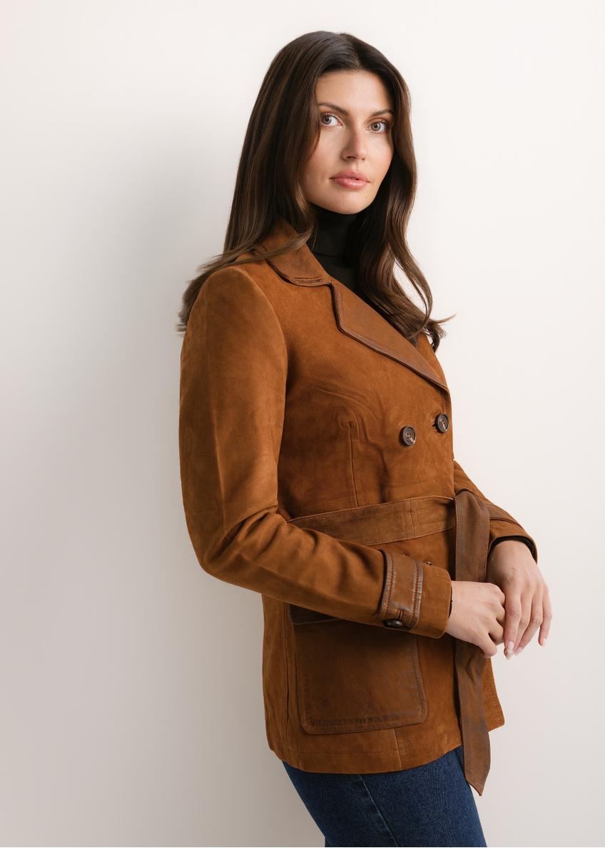 Women's cognac leather jacket KURDS-0625-1F(Z26)