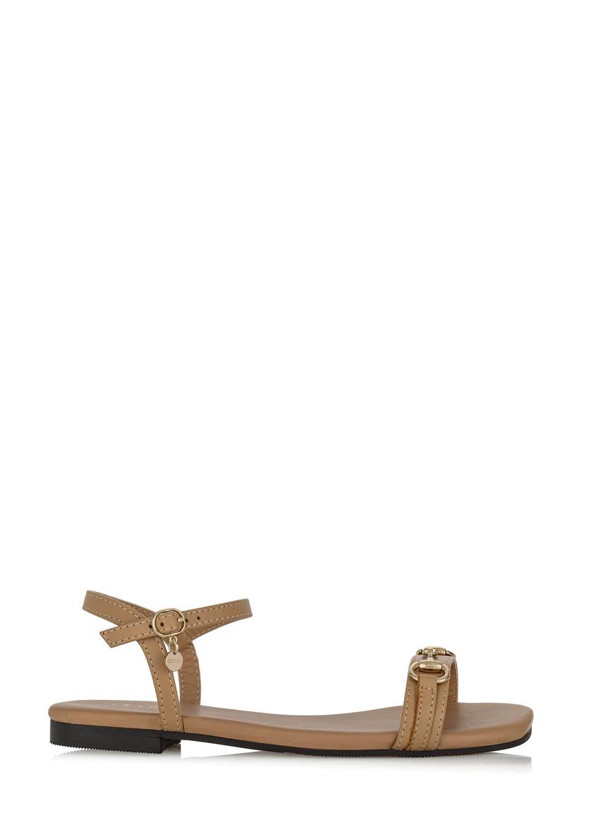 Beige leather sandals with buckle BUTYD-1056-81(W24)-08