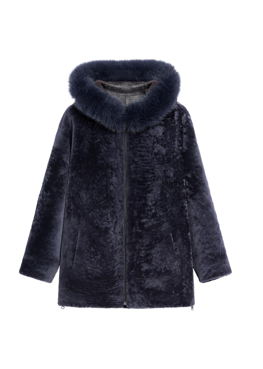 Women's leather double-sided sheepskin coat KOZDS-0094-1397(Z25), product view from the front on a white background.