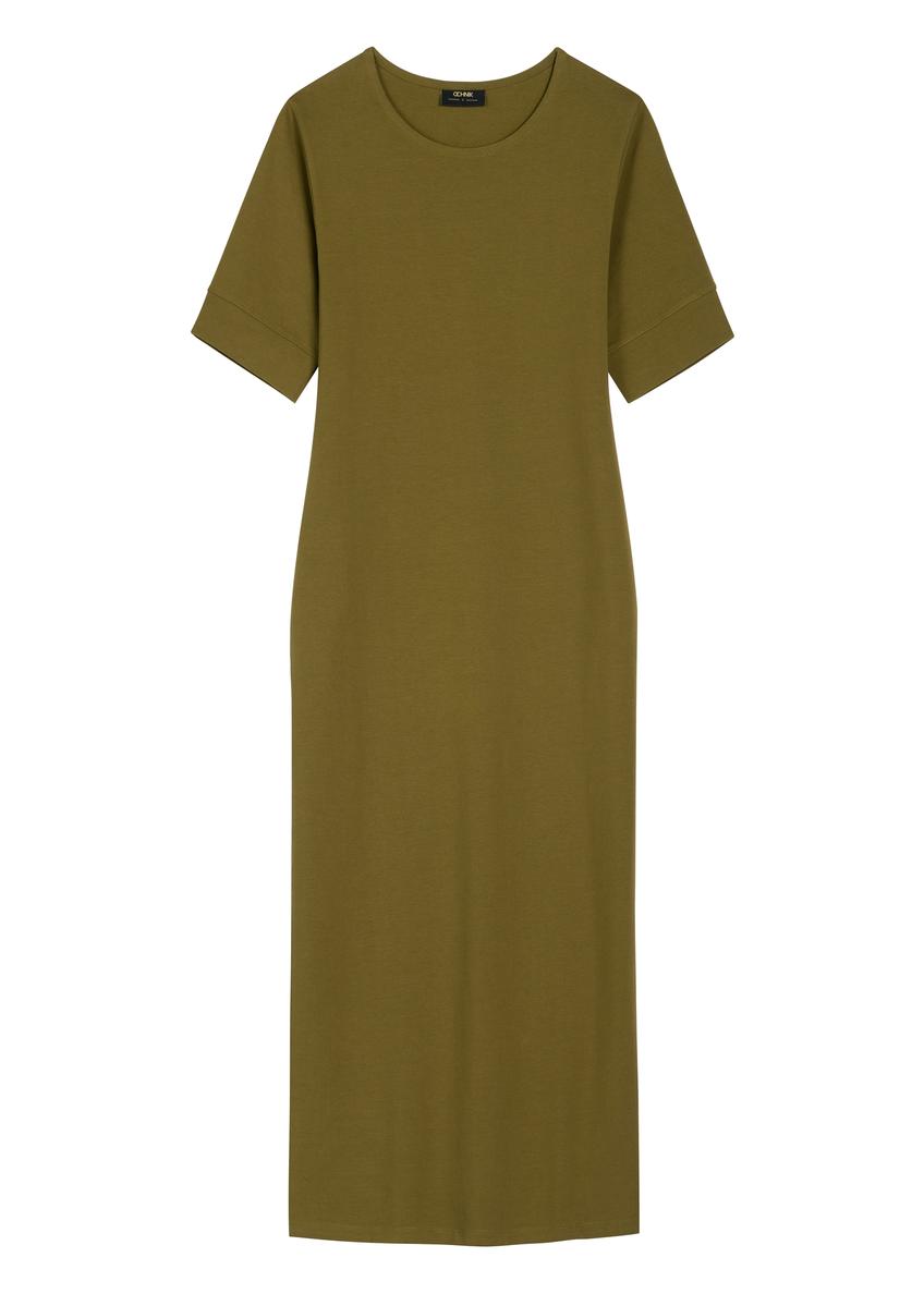 Cotton khaki midi dress SUKDT-0256-8D(W26)