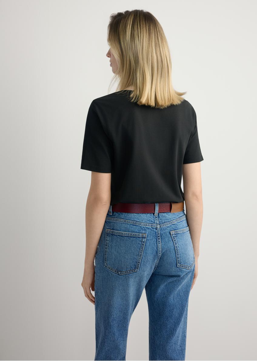 Black cotton women's T-shirt TSHDT-0151-99(W26)