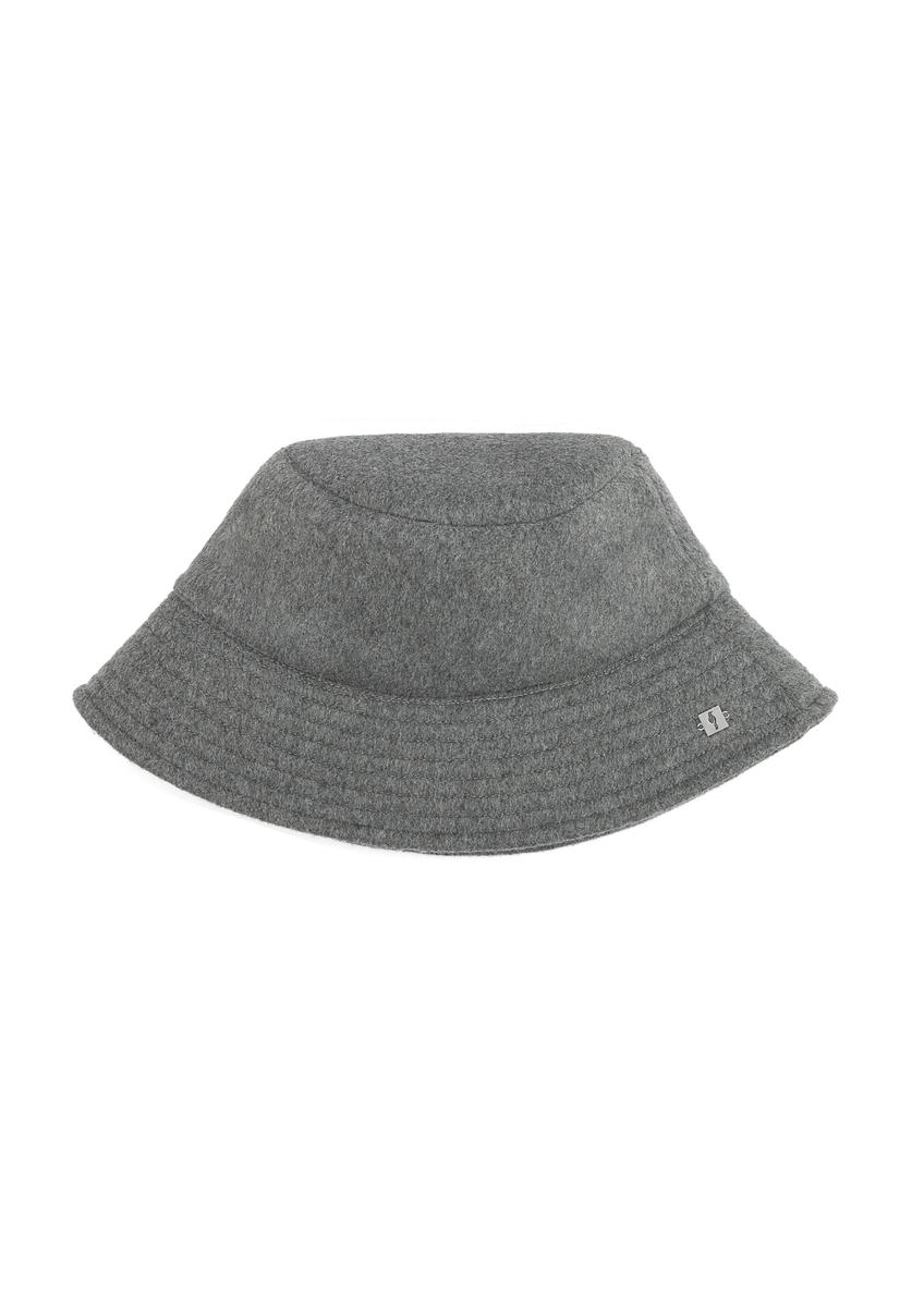 Gray women's hat with wool CZADT-0214-91(Z25), product view from the front on a white background.