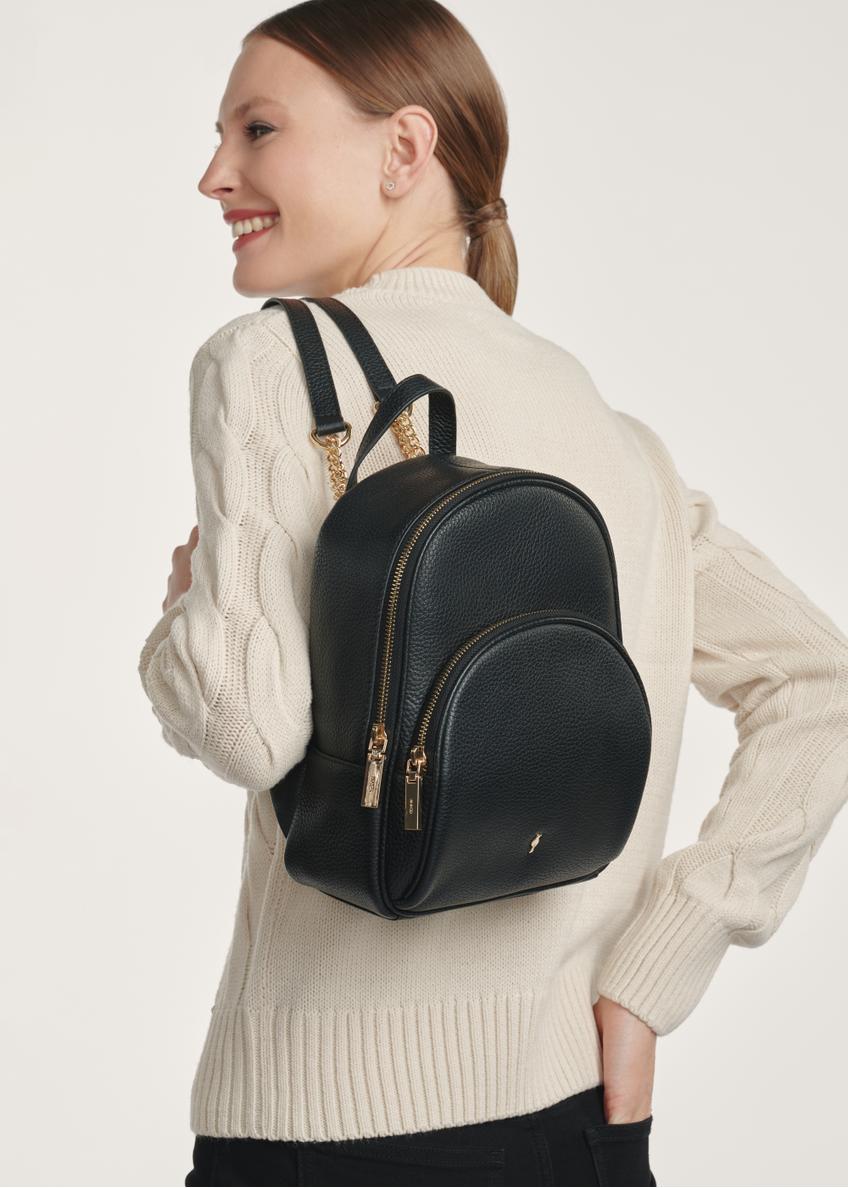 Black leather women's backpack TORES-1123D-99(Z25)