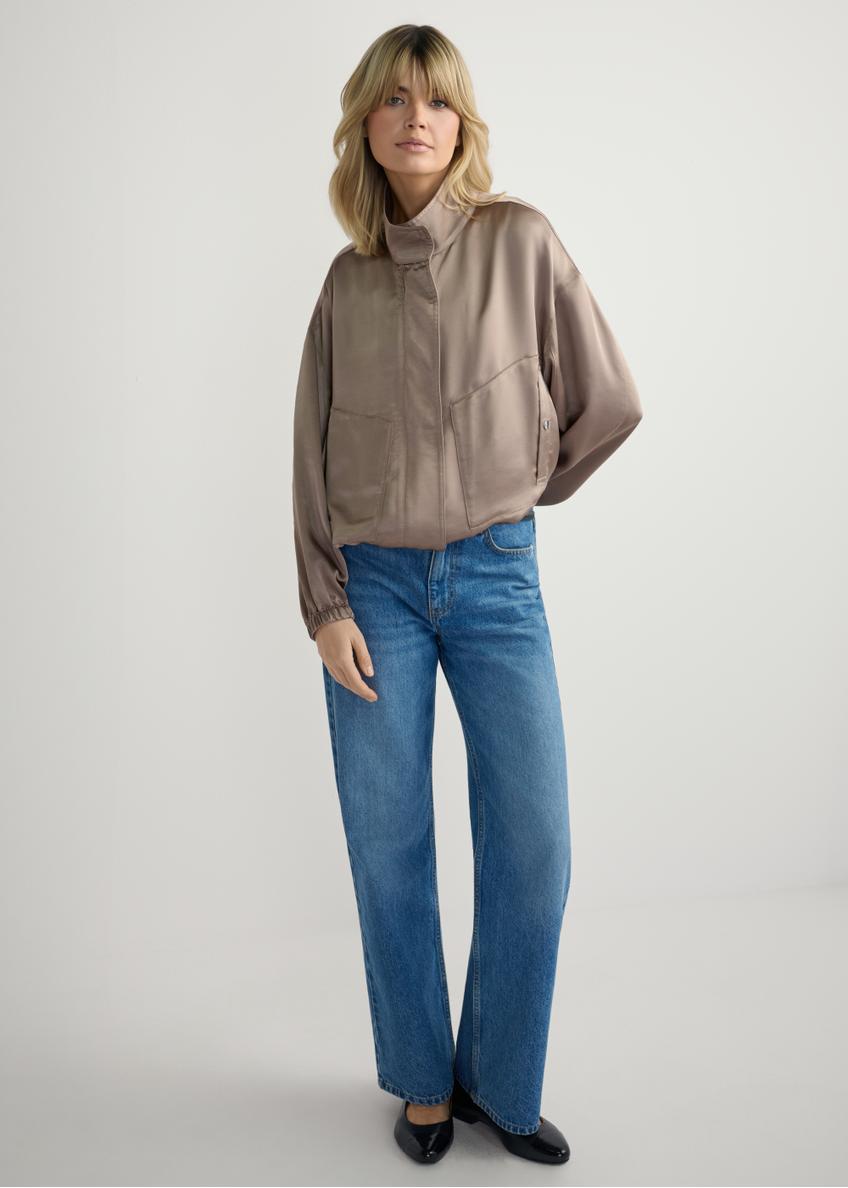 Light beige women's bomber jacket KURDT-0627-1K(W26)