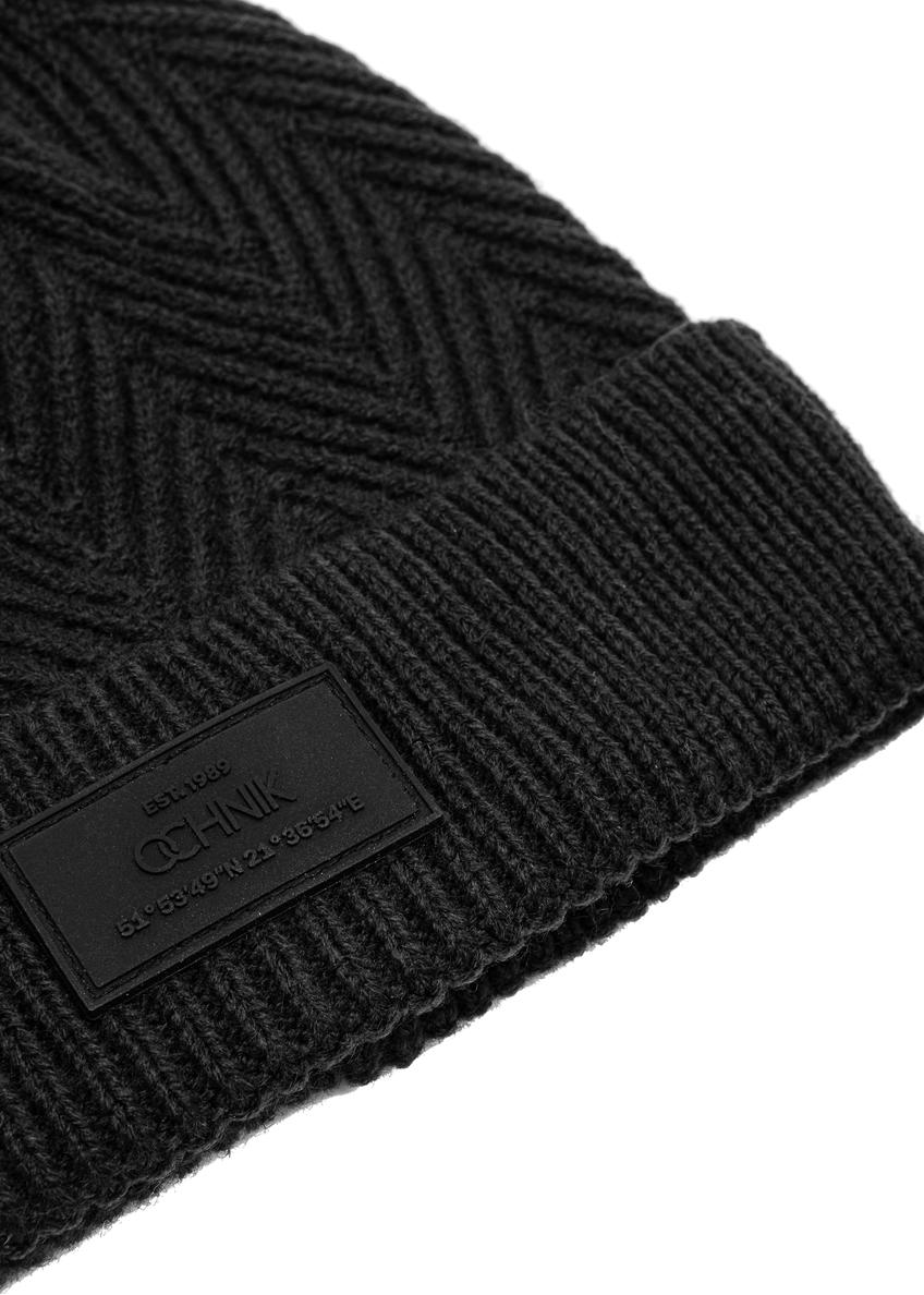 Men's black herringbone cap CZAMT-0057-99(Z25)