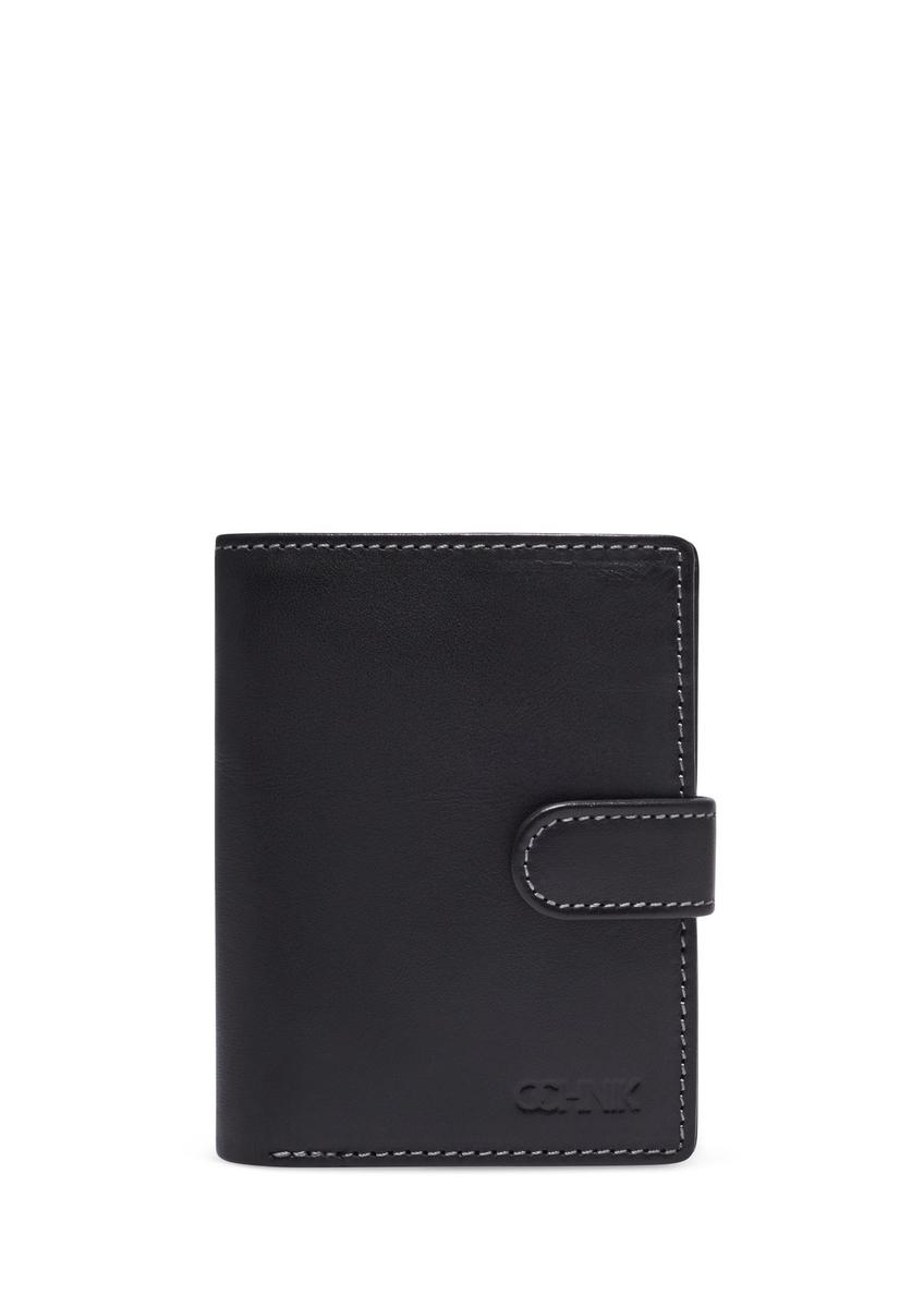 Black men's leather wallet PORMS-0704-99(Z26) - front product view, on white background.