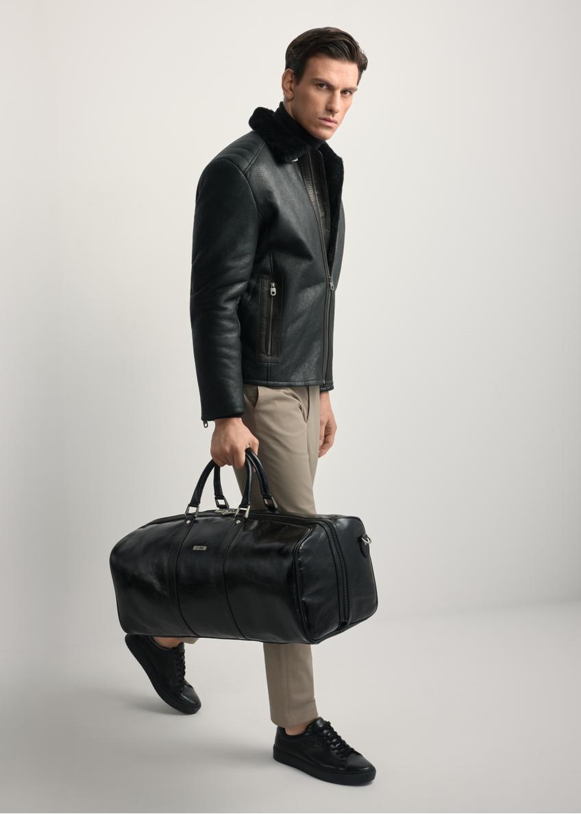 Black leather men's travel bag TORMS-0481-99(Z25)