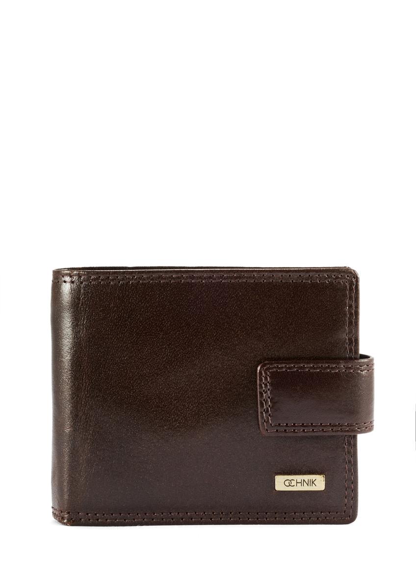 Chocolate men's leather wallet PL-105-89(KS) - front product view on white background.
