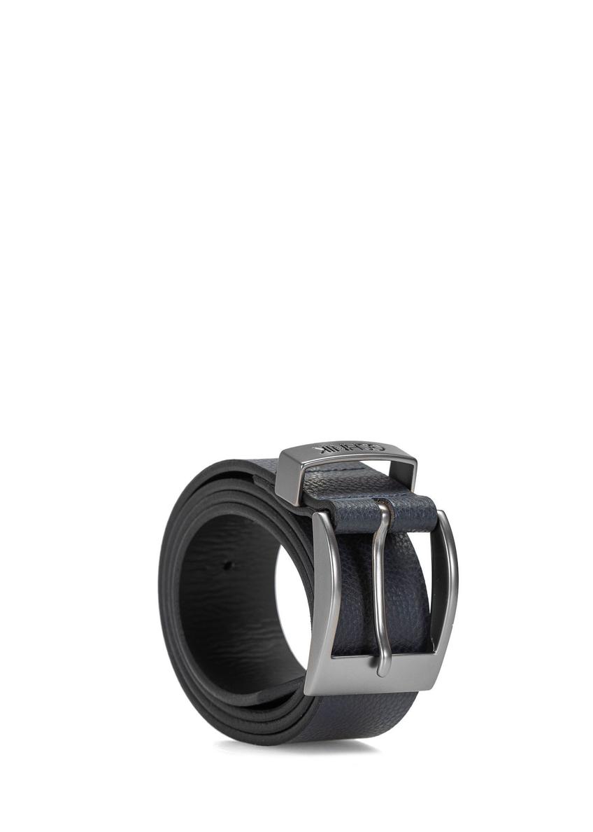 Navy blue men's leather belt PASMS-0127A-7E(Z26)
