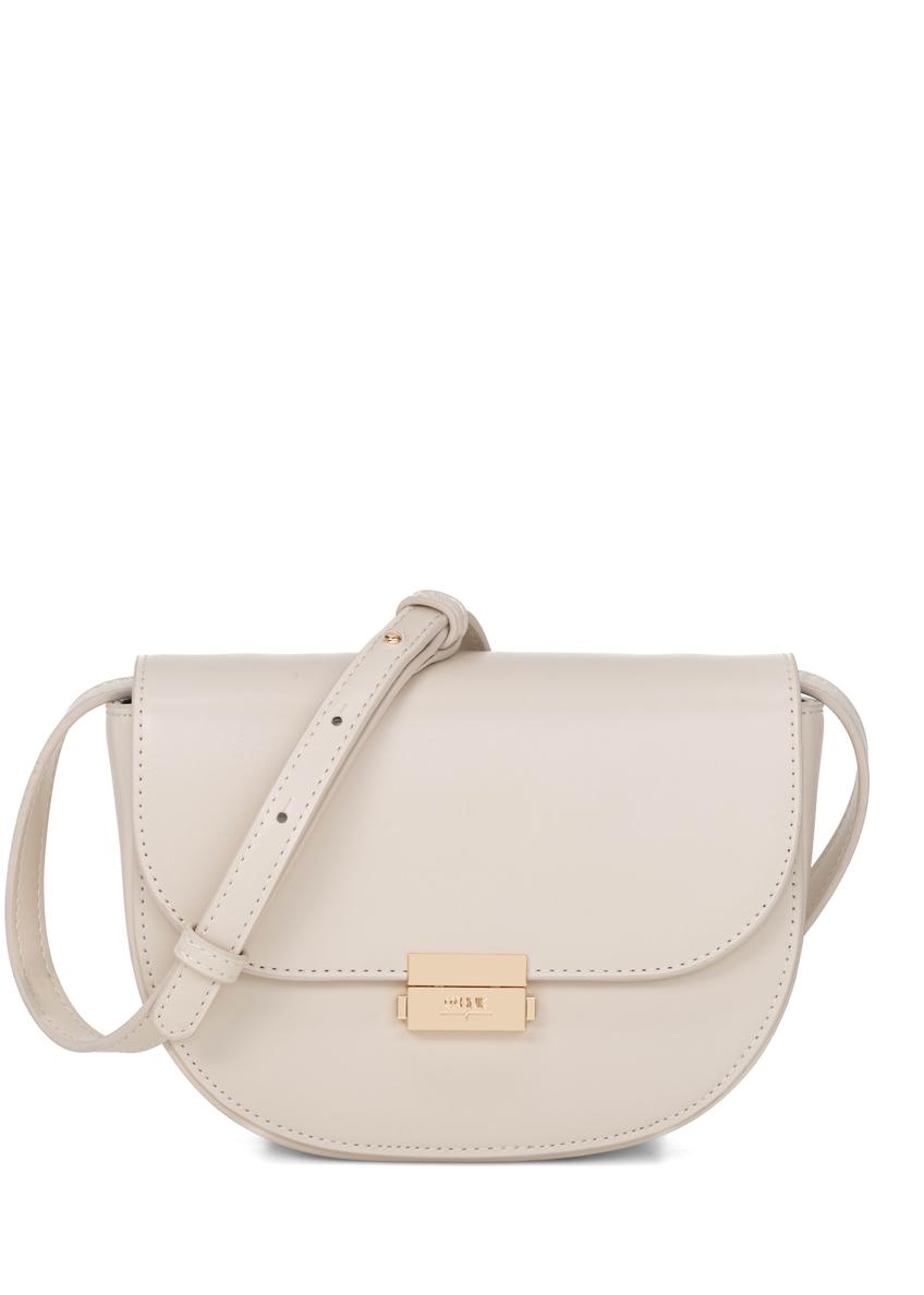 Cream semi-circular women's messenger bag TOREC-1127-0B(W26), front product view on white background.