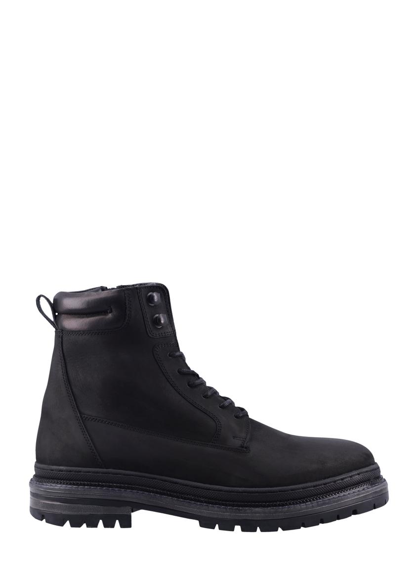 Black men's leather ankle boots BUTYM-0423B-9I(Z26), side view of the product on a white background.