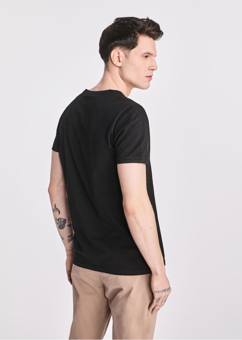 Black basic T-shirt for men with logo TSHMT-0088-99(W25)