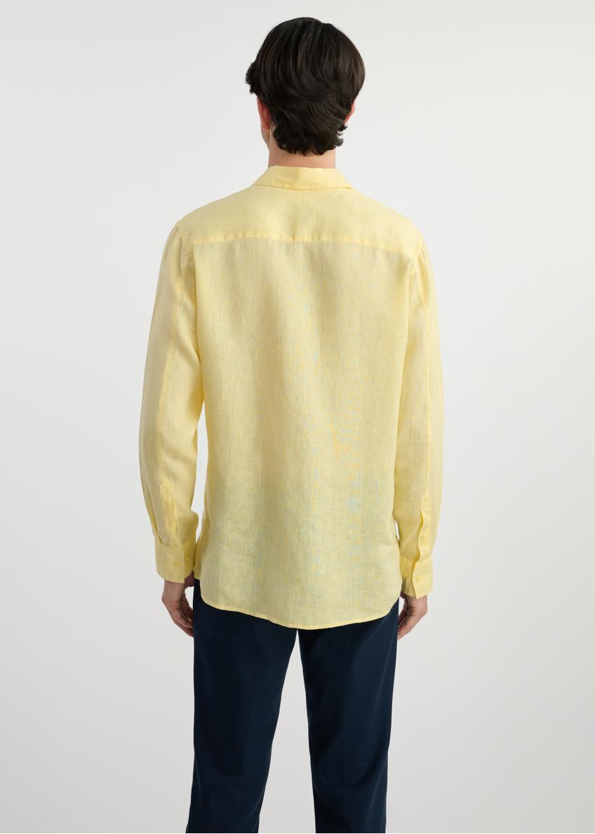 Light yellow linen men's shirt KOSMT-0321-21(W25)