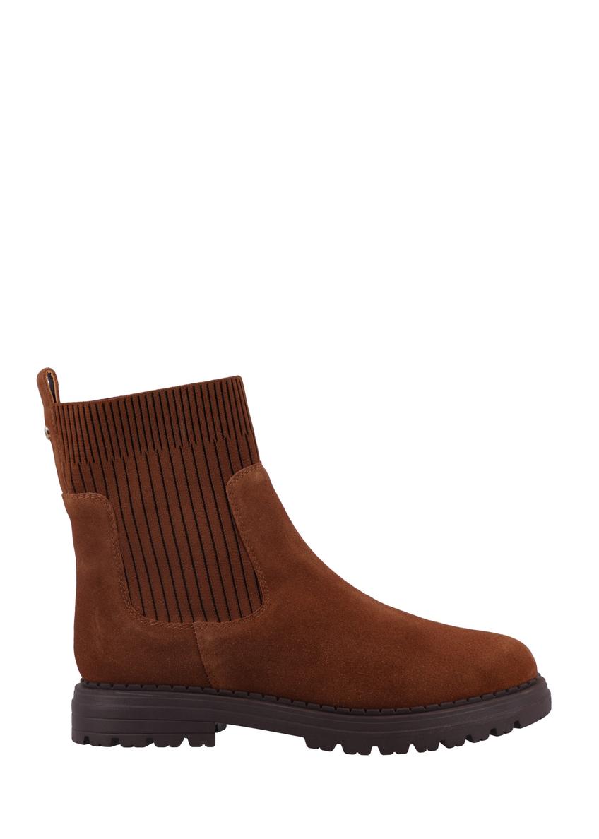 Light brown suede women's Chelsea boots BUTYD-1194-1G(Z26). Product view from the side, on a white background.
