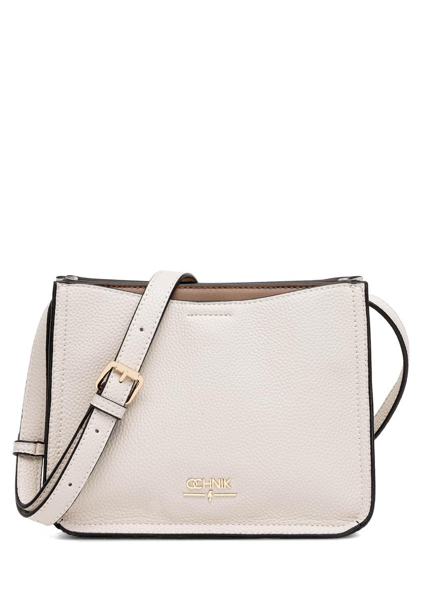 Cream small shoulder bag TOREC-1055-12(Z25), front product view on white background.