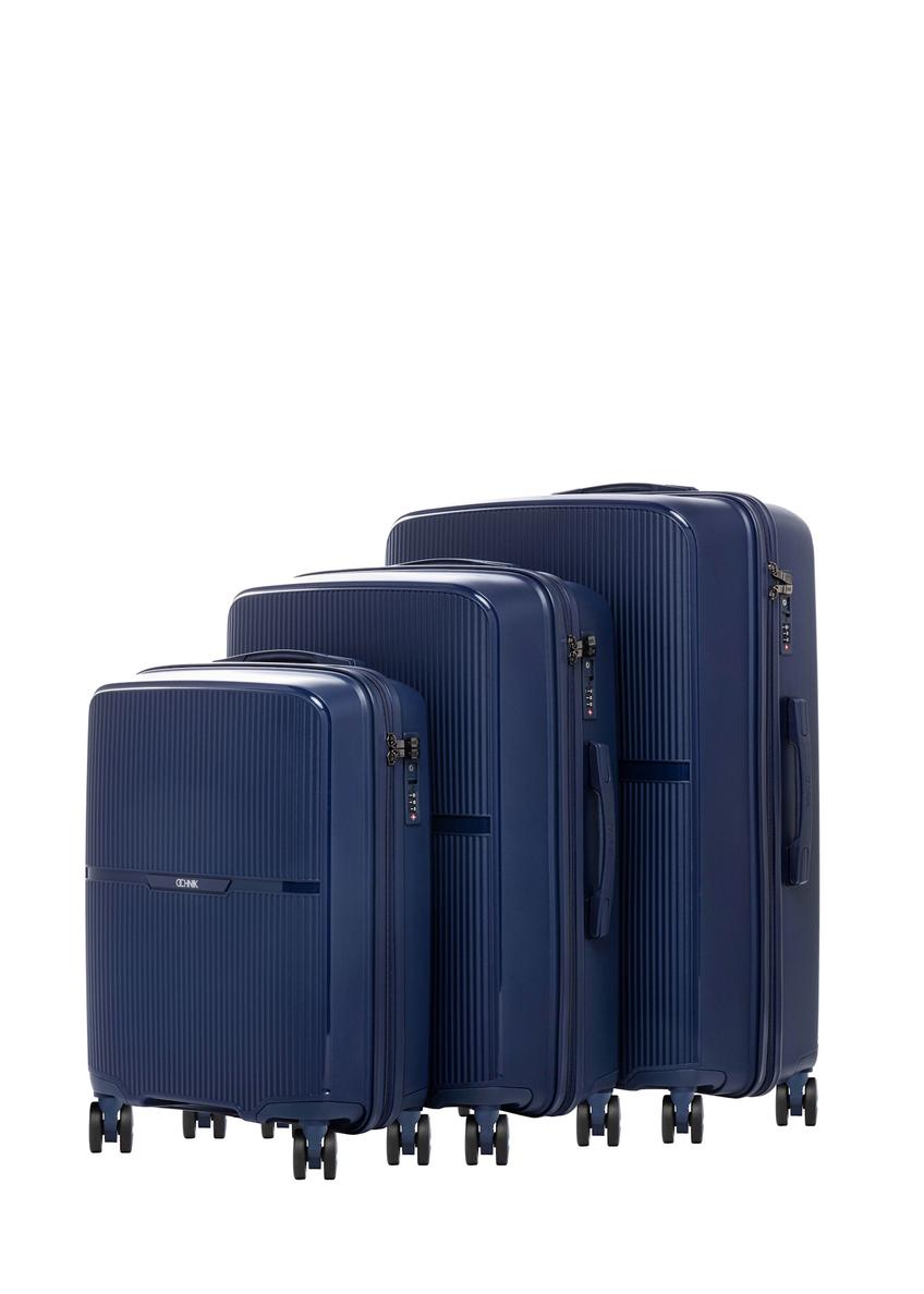 Set of 19"/24"/28" trolley suitcases WALPP-0026-7D(W26), diagonal product view on white background.