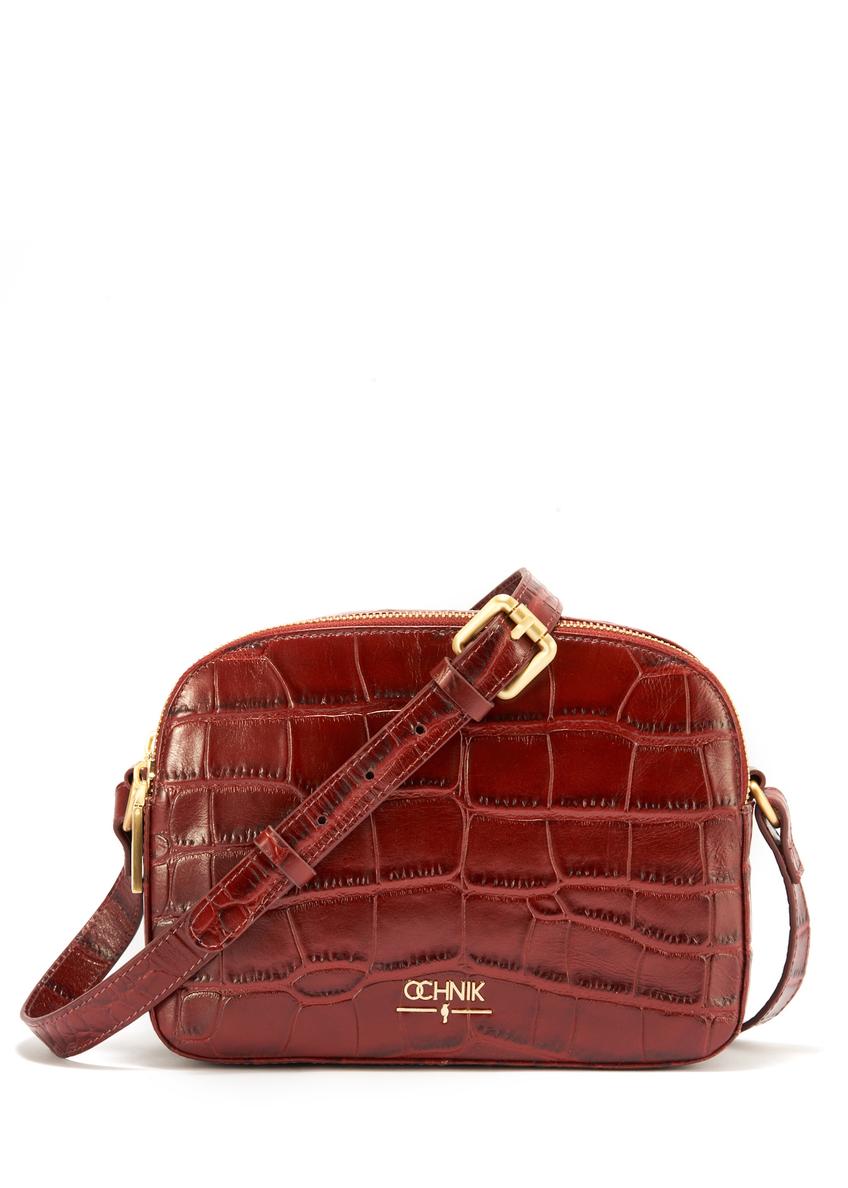 Burgundy leather women's handbag, two-compartment TORES-1097-49(W25)-09