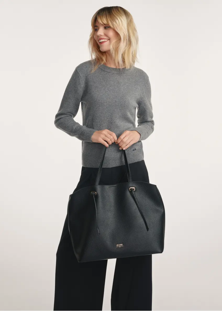 Large black shopper bag TOREC-0995A-99(Z25)