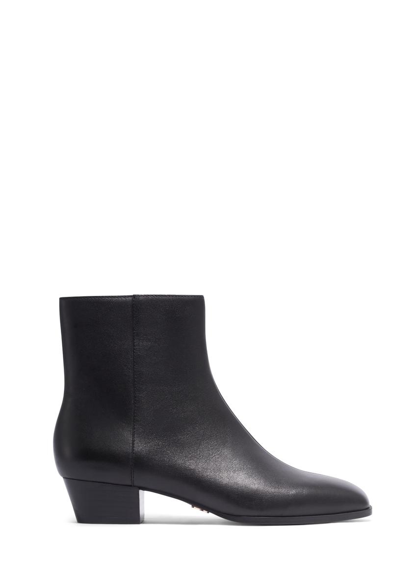 Black leather women's ankle boots BUTYD-1303-99(Z26), side view of the product on a white background.