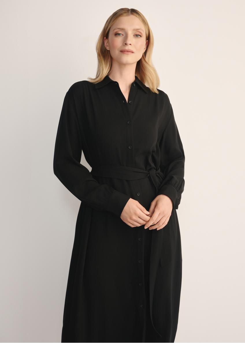 Black women's dress with long sleeves SUKDT-0246-99(Z25)