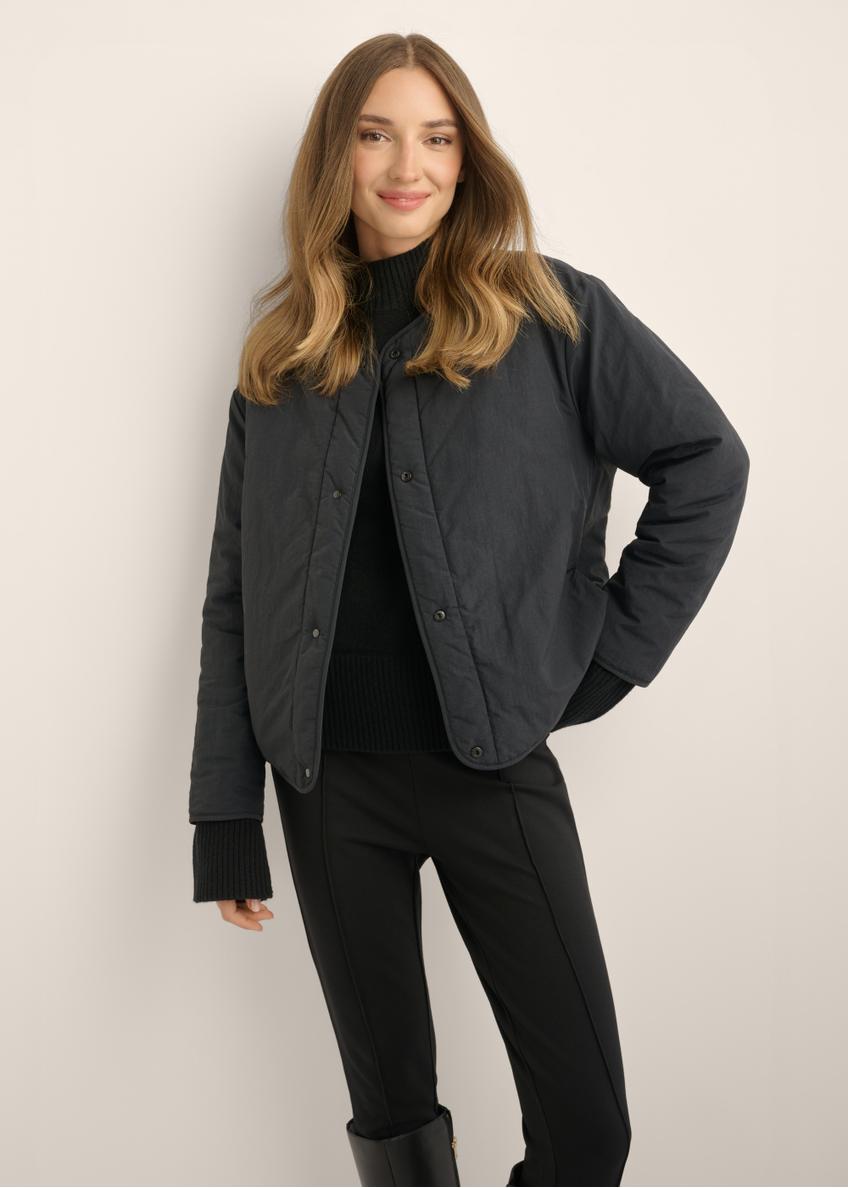 Women's reversible jacket with lilac pattern KURDT-0710-99(Z26)