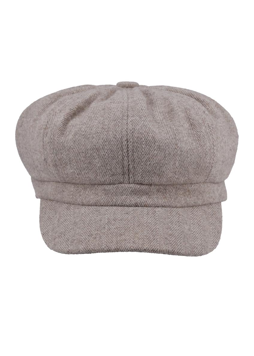 Beige women's flat cap CZADT-0226-1J(Z26) - front product view, on a white background.