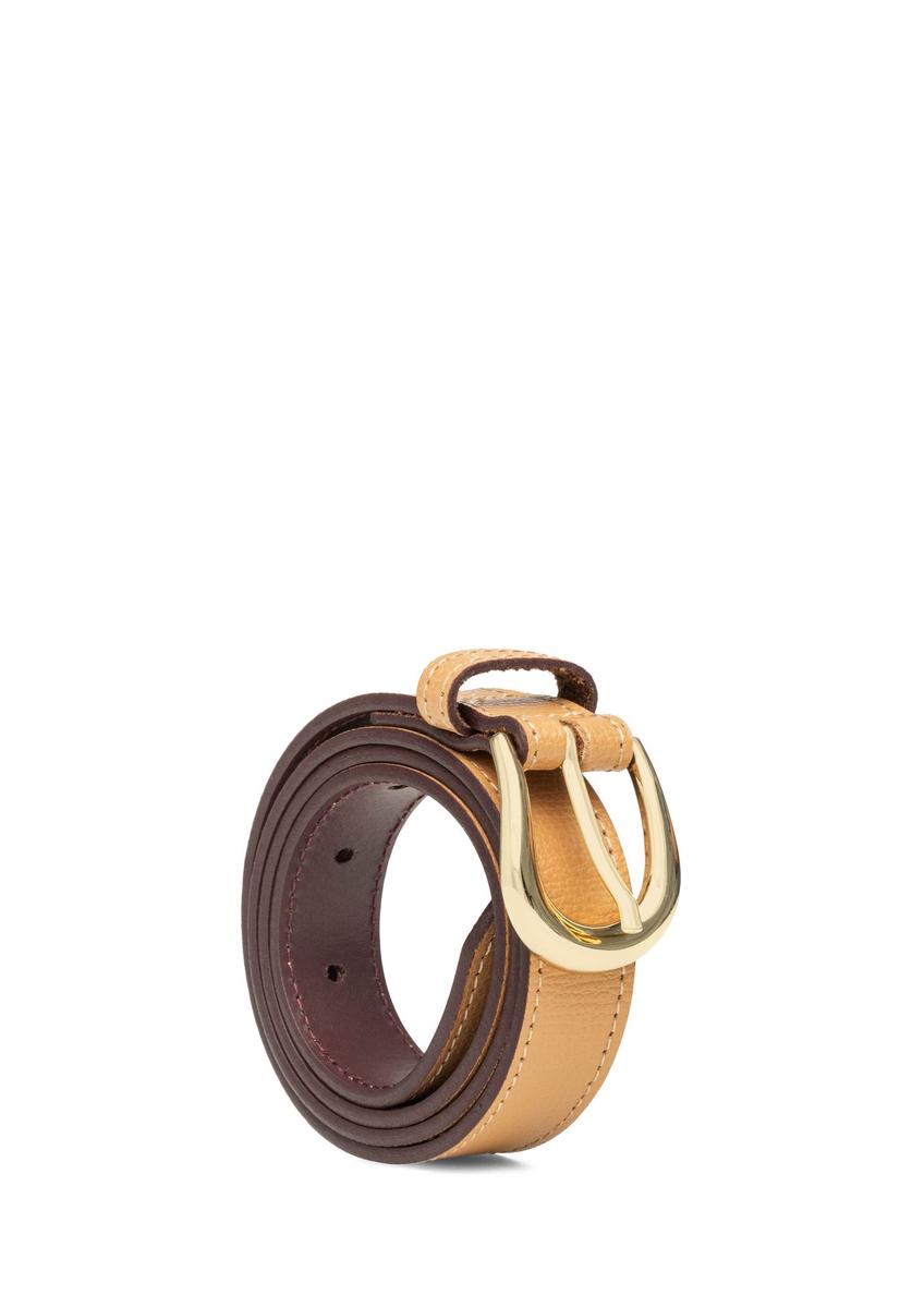 Dark beige leather women's belt PASDS-0303-1C(W26)