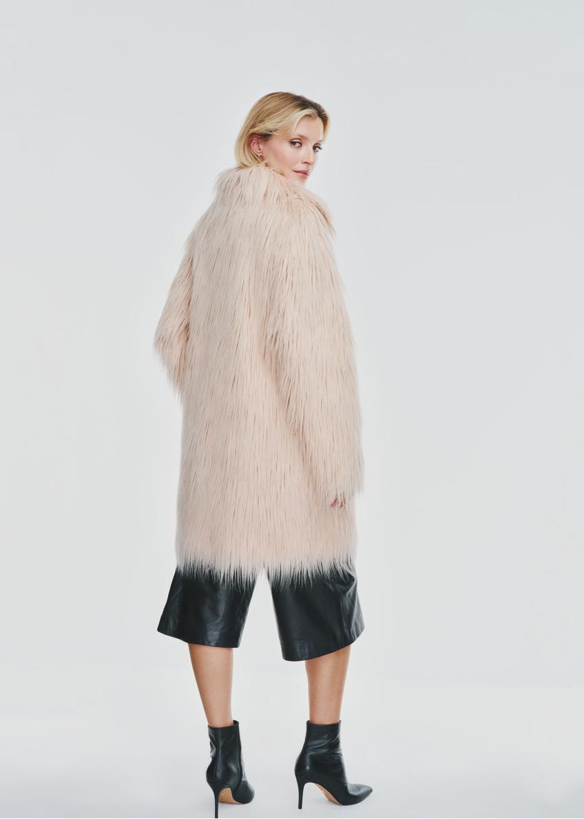 Women's fur coat in pink beige color FUTDP-0053-34(Z24)