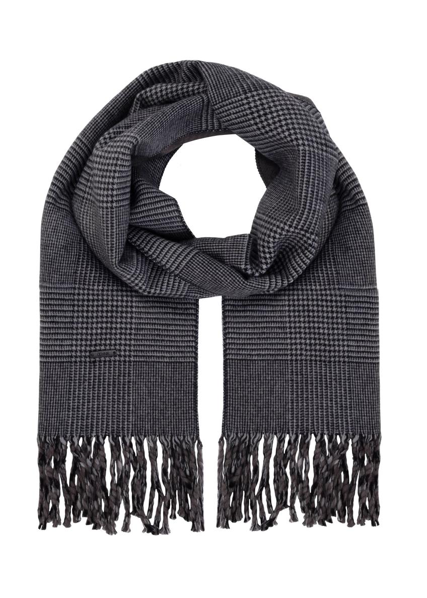 Gray men's checkered scarf SZAMT-0081-98(Z24)