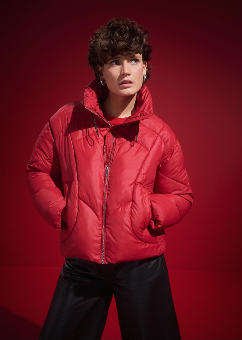 Red winter short women's jacket KURDT-0538-42(Z24)