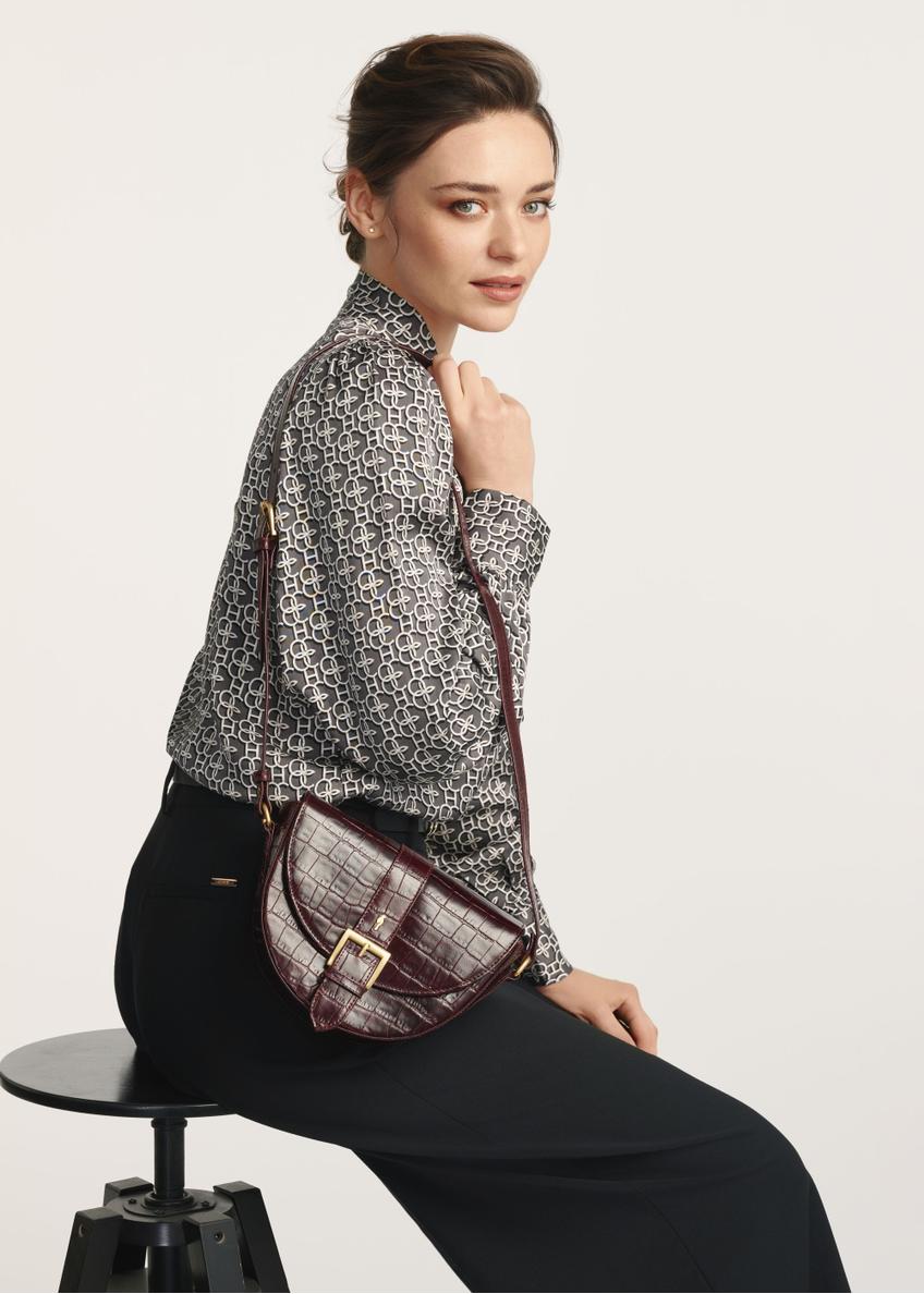 Brown croco leather handbag TORES-0707F-1H(W26)