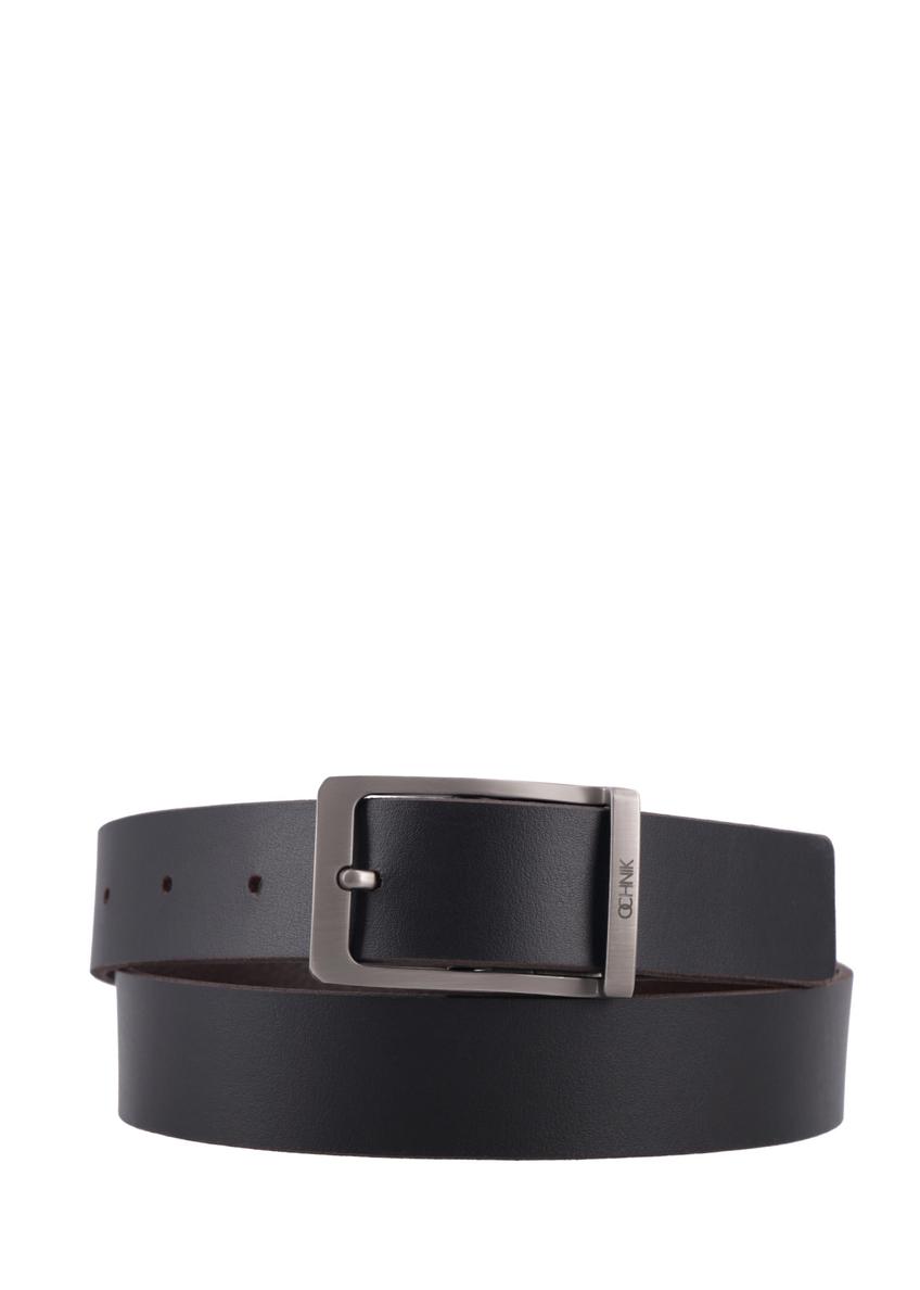 PASMS-0290-99(Z26) men's double-sided leather belt, front product view on white background.