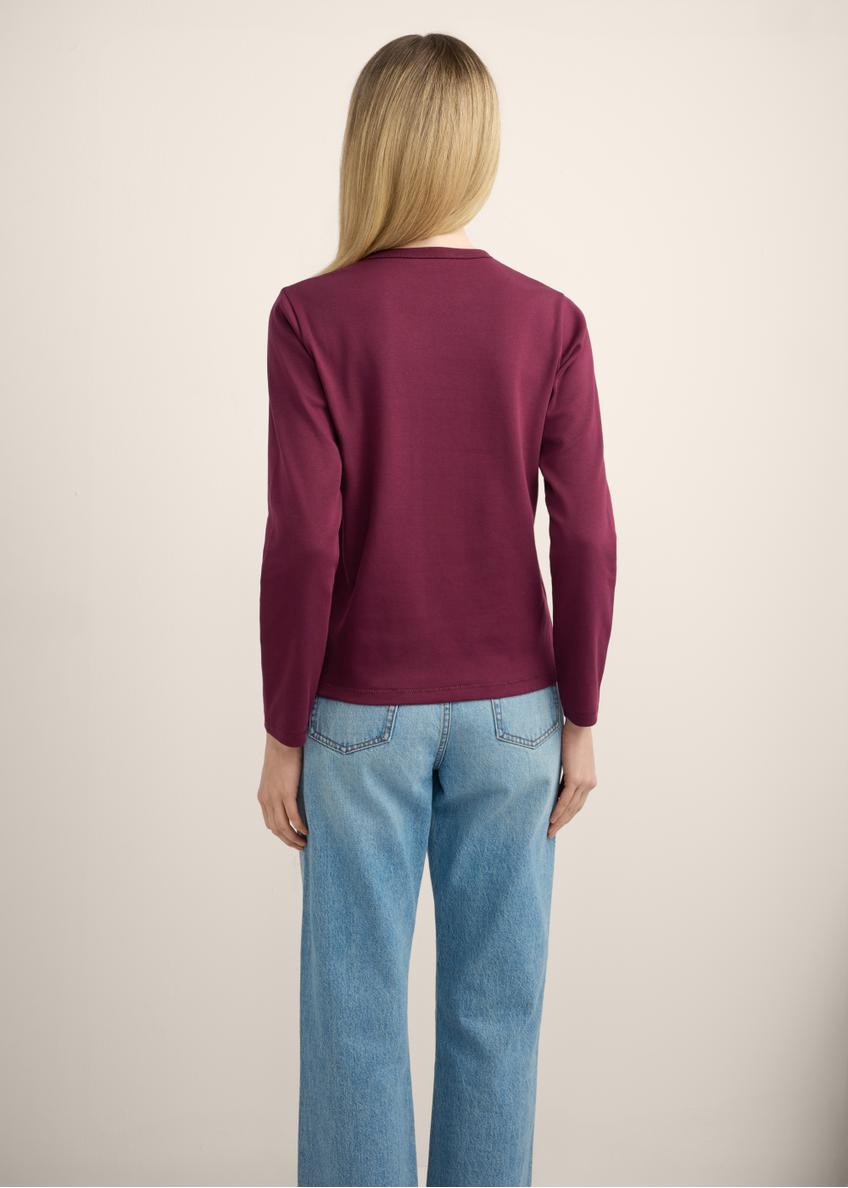 Women's burgundy cotton longsleeve LSLDT-0052-4D(Z26)