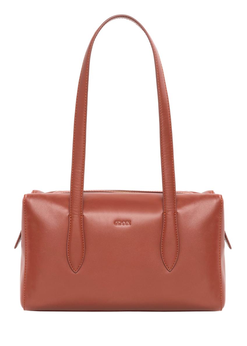 Women's leather handbag in red color TORES-1431-3D(Z26), front product view on white background.