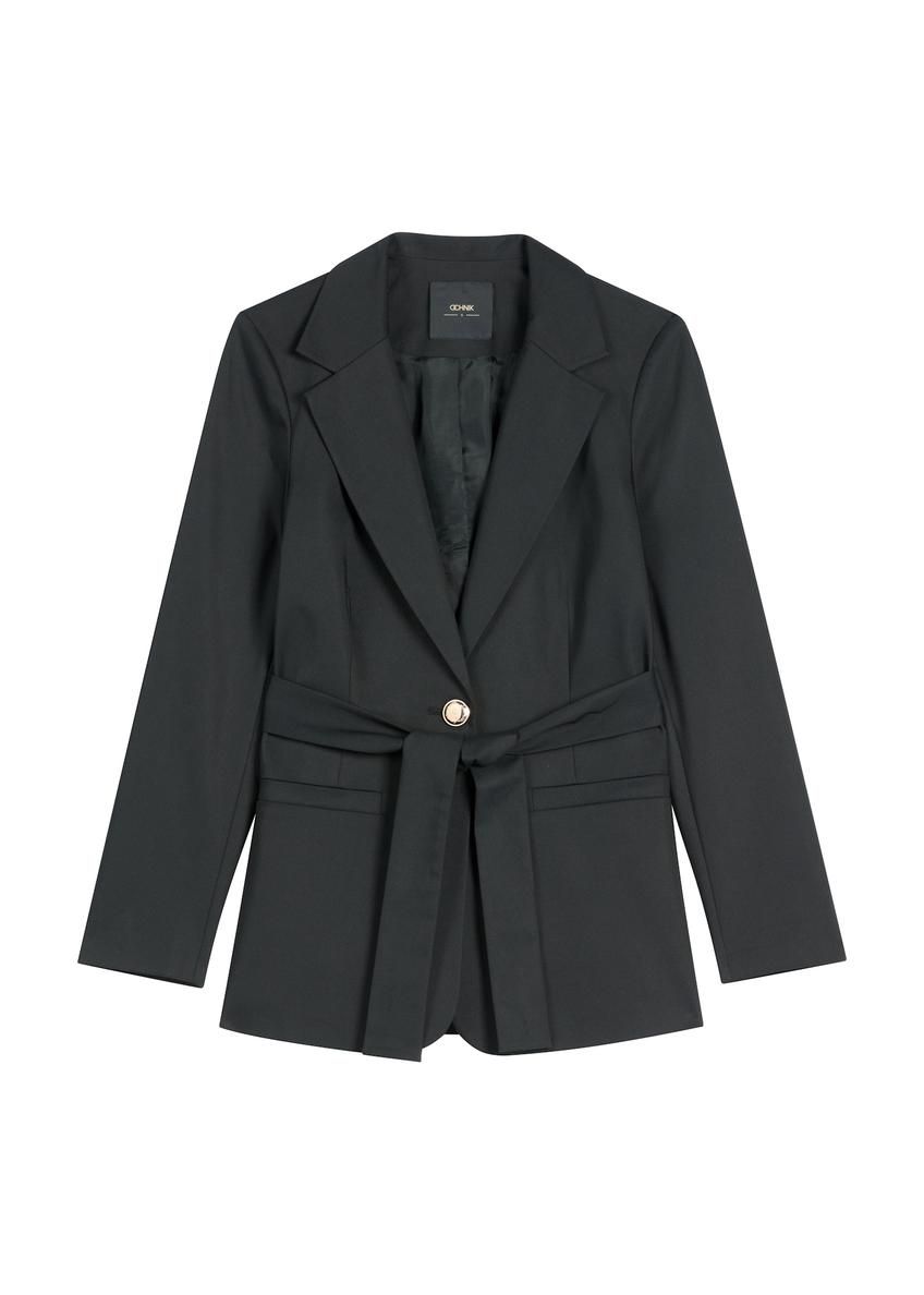 Women's black blazer with belt ZAKDT-0030-99(W26)
