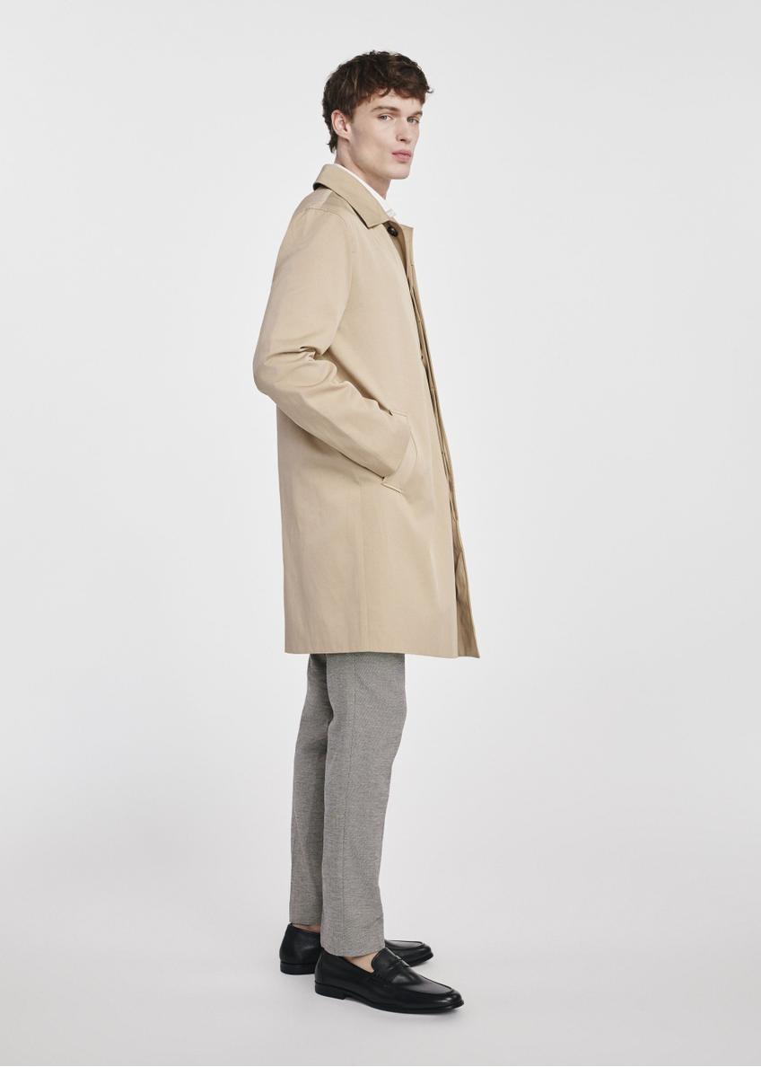 Long beige men's transitional jacket KURMT-0372-81(W25)