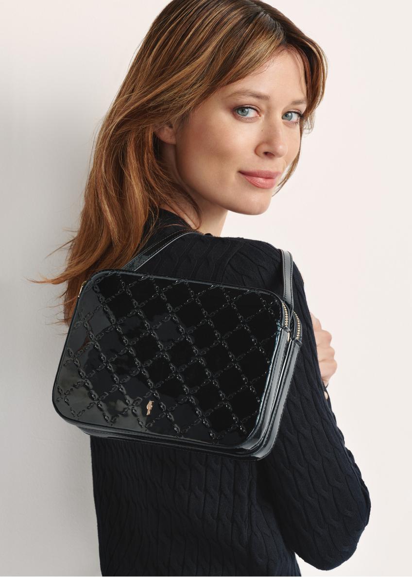 Black patent leather women's messenger bag TOREC-0205F-97(Z25)